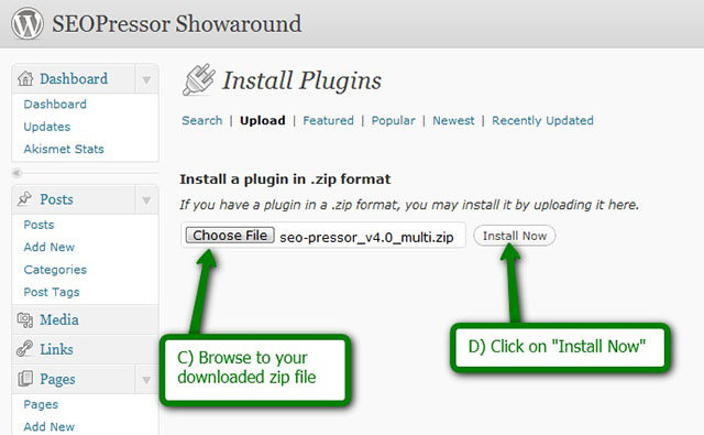 install seoPressor plugin