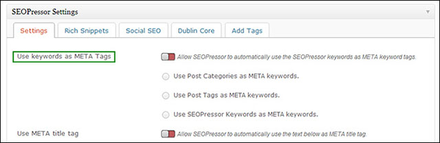 configure meta keywords