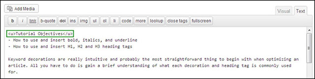 underline keyword