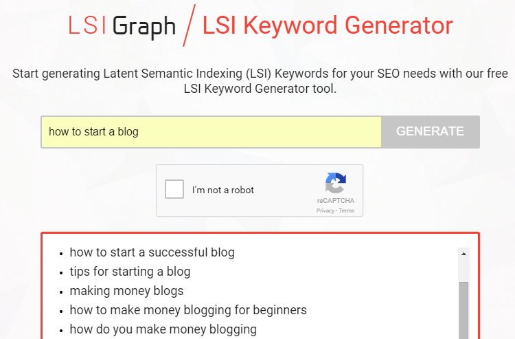 LSIGraph is one of many free inbound marketing tools to help with keyword research