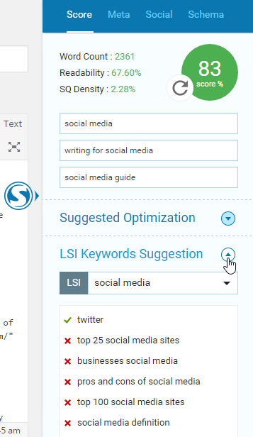SEOPressor gives you LSI keyword suggestion as you are writing your content.