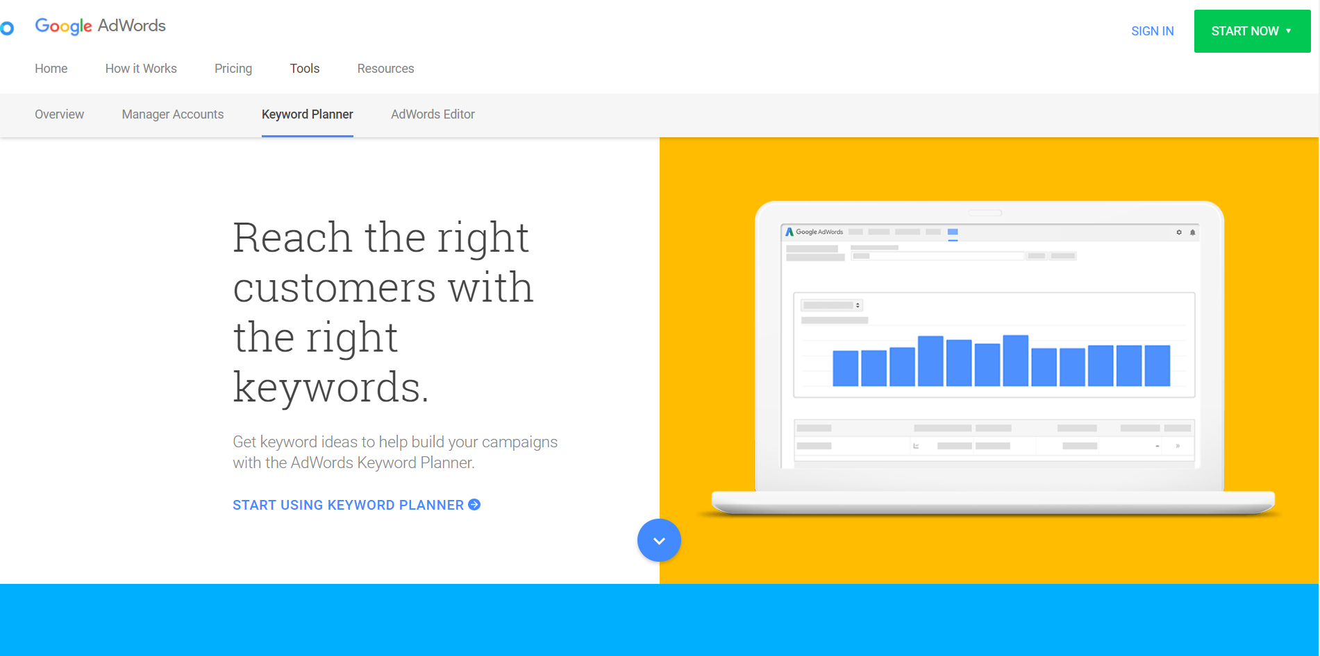 Google Keyword Planner is the go-to tools for keyword research.