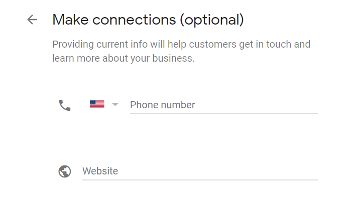 google my business phone number and website