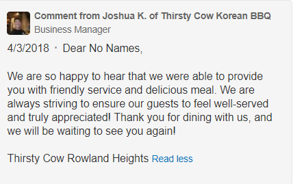 YELP RESPONSE TO A GOOD REVIEW 2