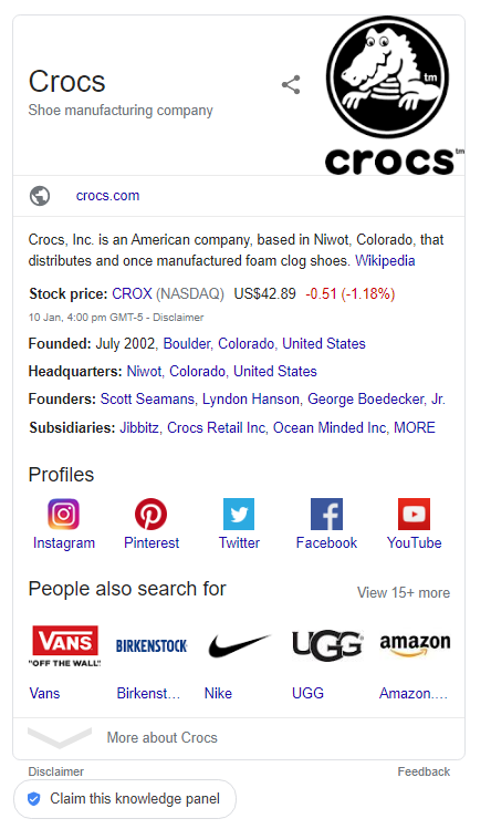 Crocs Knowledge Graph