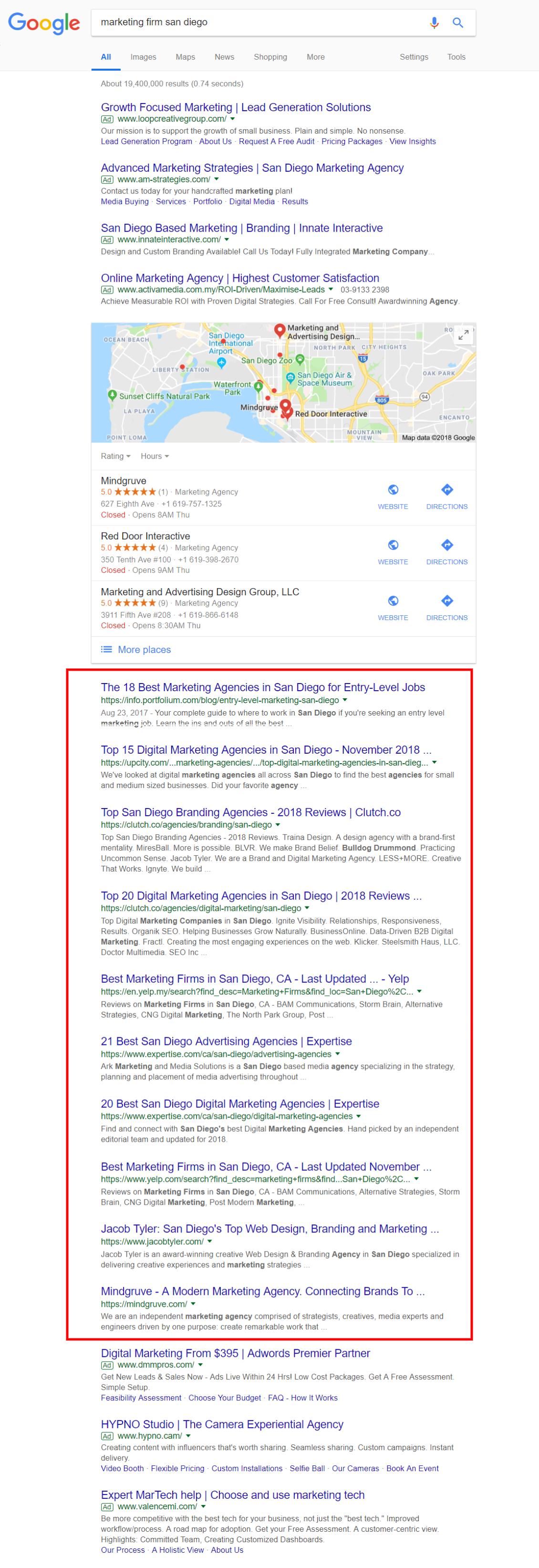 search result