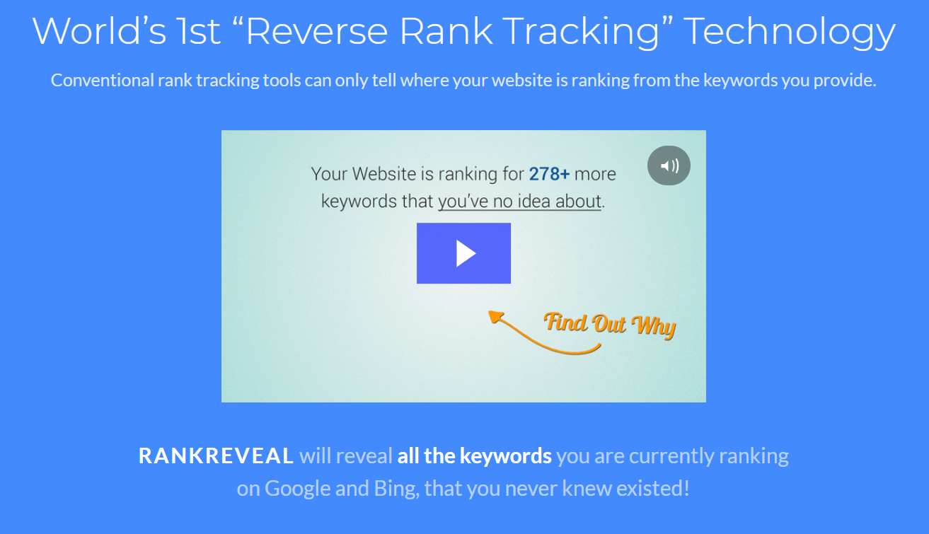 Good Landing Page example Rank Reveal