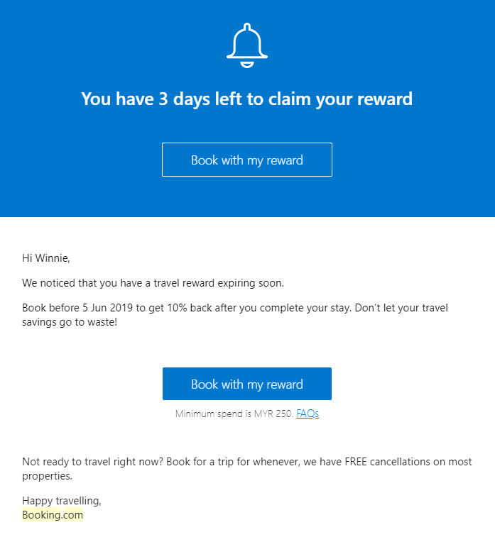 Conversion email marketing strategy from booking.com
