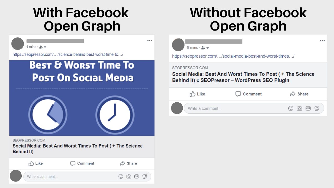 With and without Facebook OpenGraph