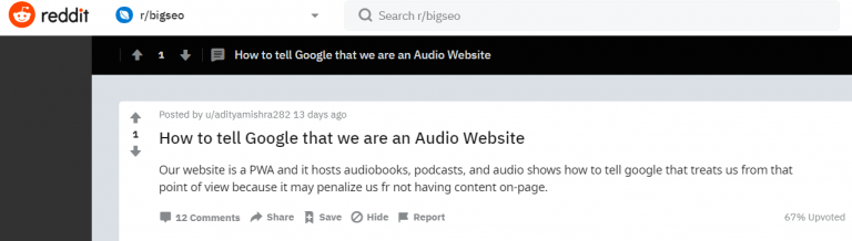 Reddit - How to tell Google that we are an Audio Website